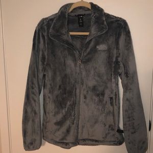 North face fluffy zip jacket - grey